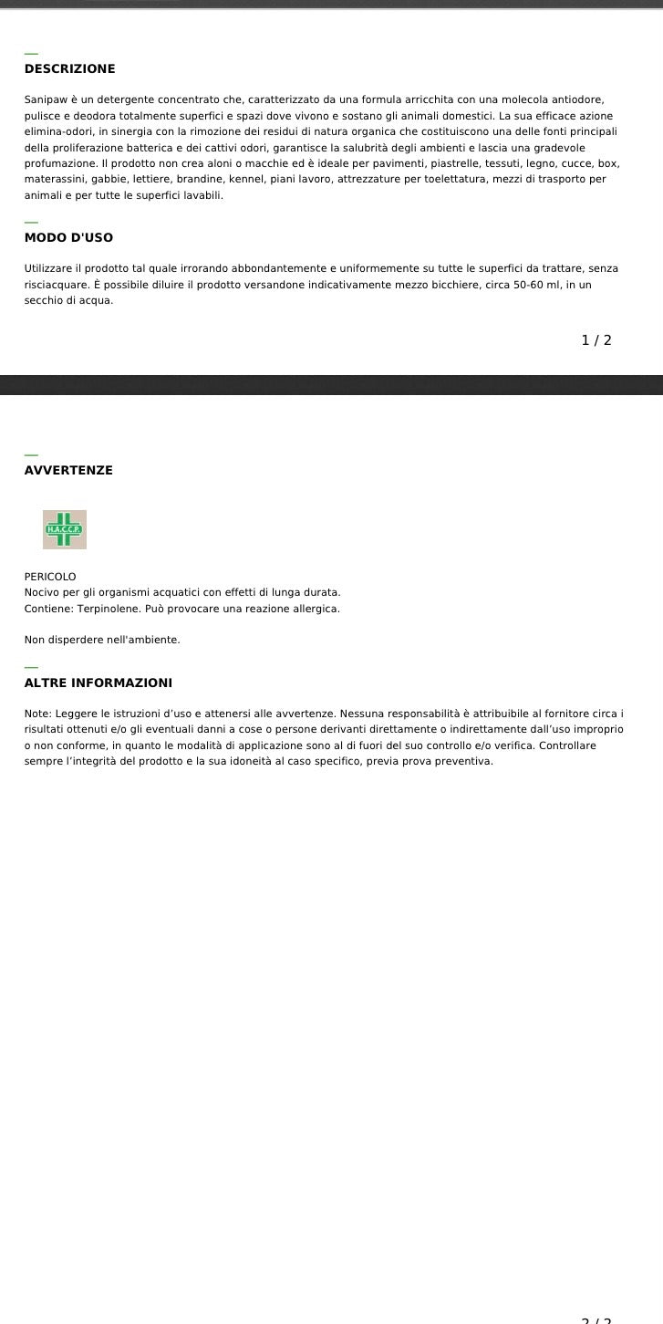 Detergente concentrato antiodore